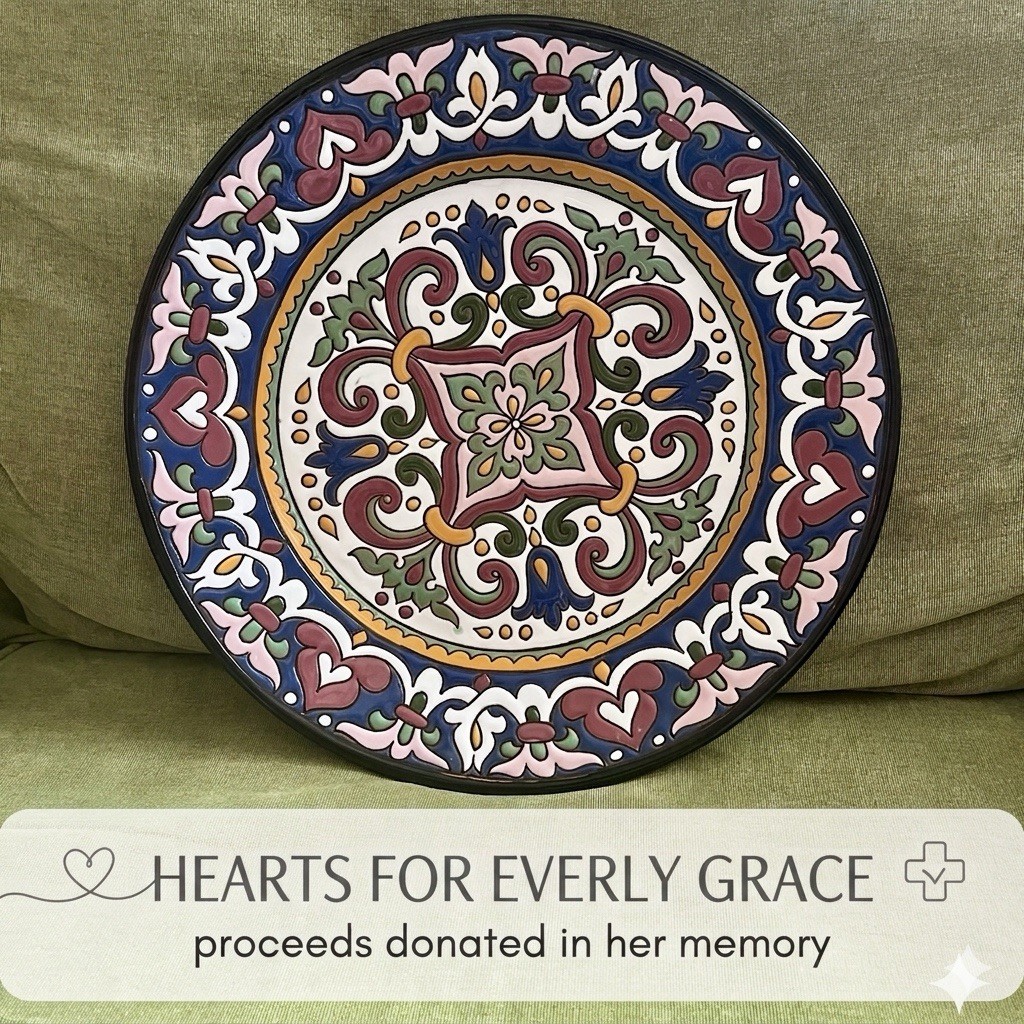 Stunning Mediterranean Floral Wall Plate Vibrant Mandala Art Ceramic 12” Charity