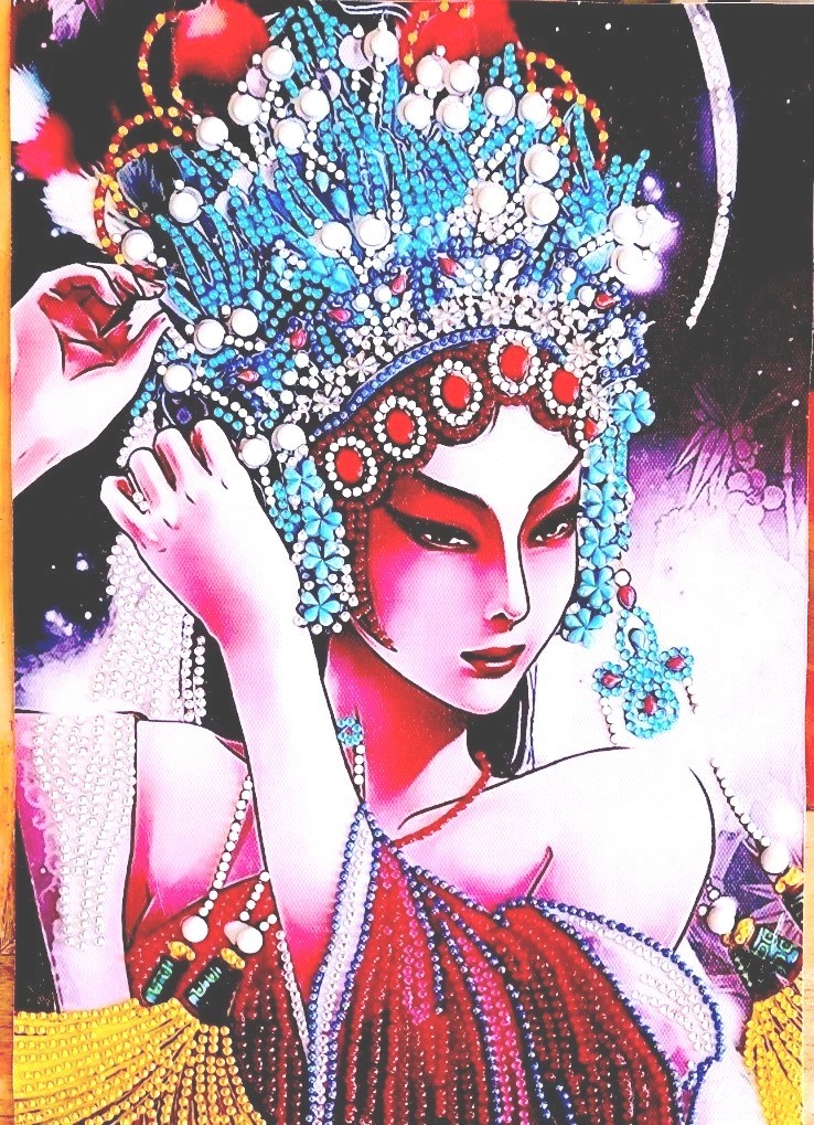 Asian Peking Opera Lady, Beaded Art, Finished Diamond Painting Home Decor