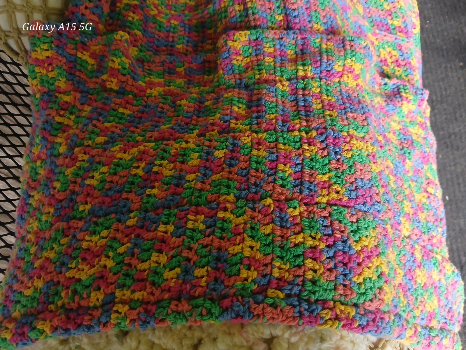 Handmade Multicolor Granny Square Crochet Sofa Throw Blanket, Rectangle