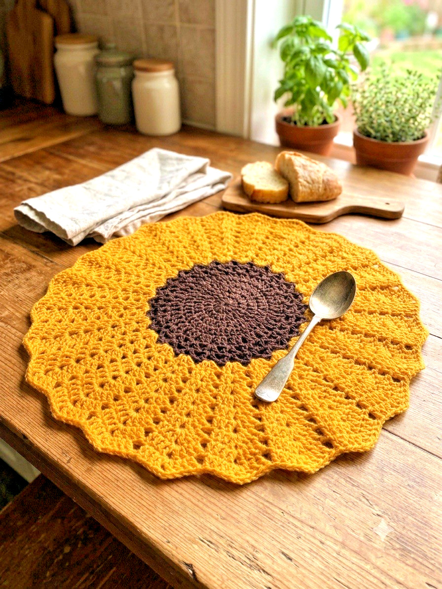 Handmade Crochet Sunflower Centerpiece 25 inches