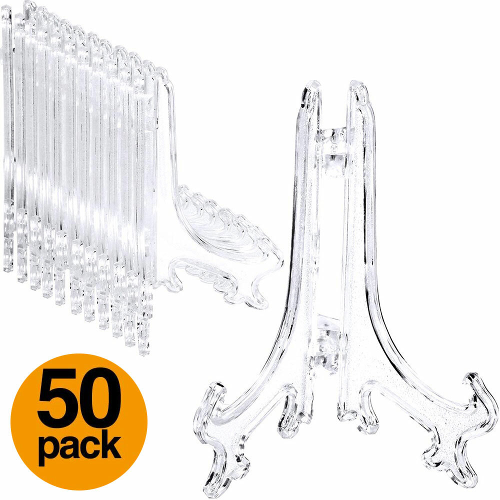 3&Prime; Clear Plastic Easels Stand Plate Holder Display Pictures Trading Card Stands
