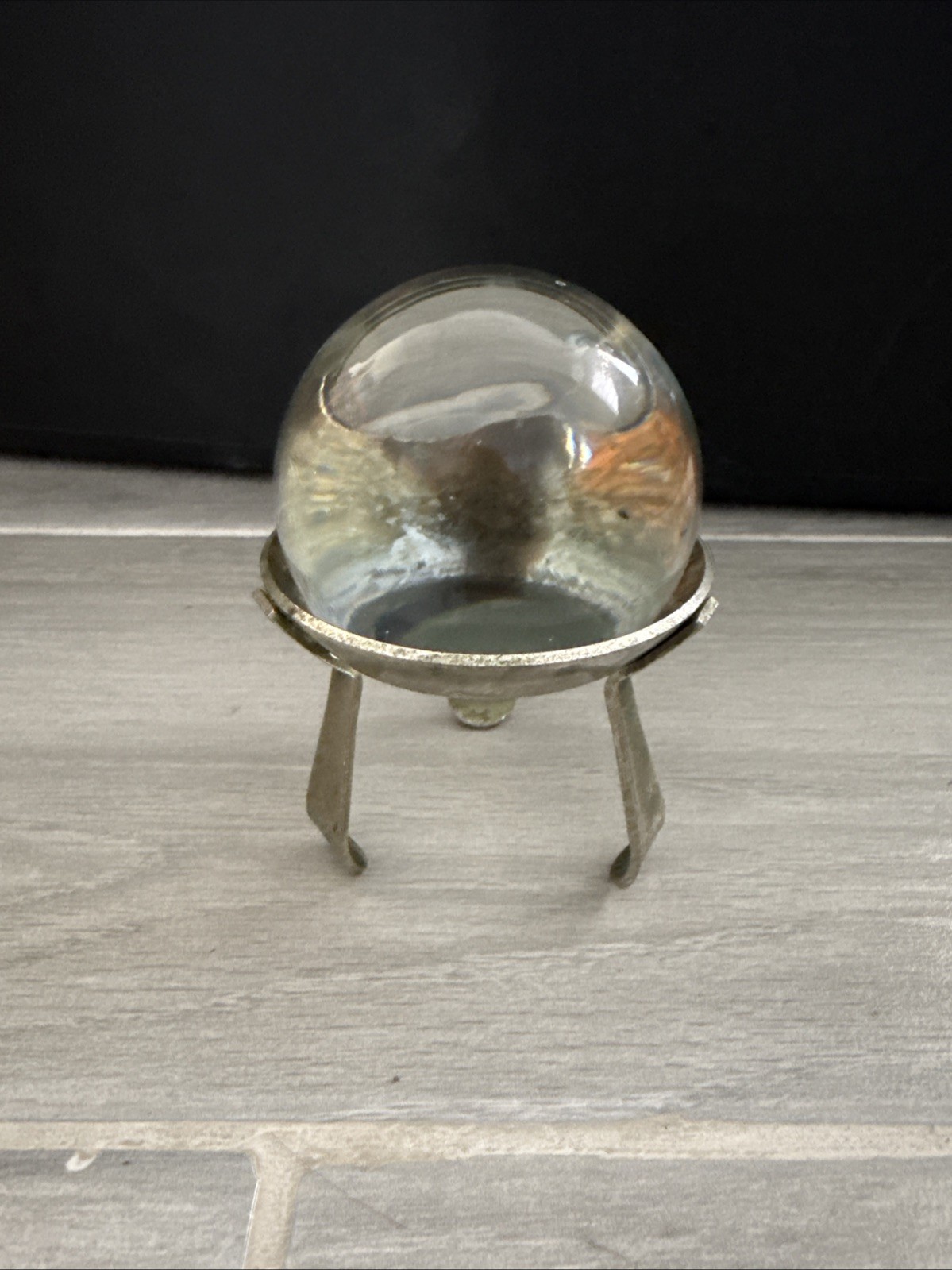 Vintage Crystal Ball with Silver-Tone Tripod Stand – Decorative Sphere