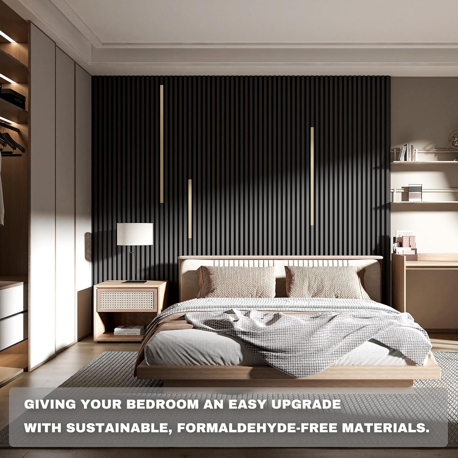 Black Wall Panels for Interior Decor Slat Wall Paneling 96x6in 8Pack for Livi…