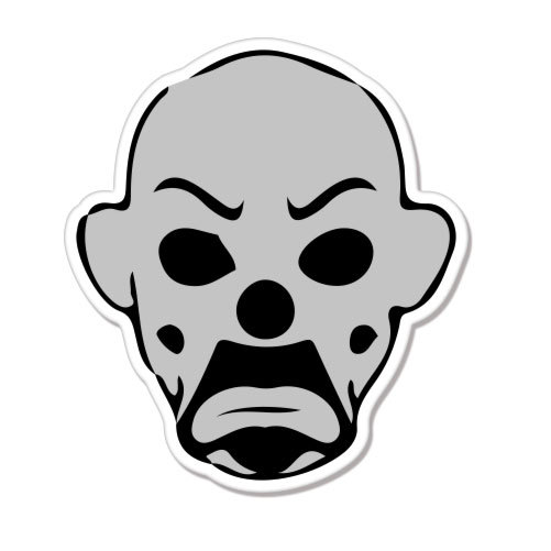 Clown Gray Evil Sad car bumper sticker decal 5&Prime; x 4&Prime;