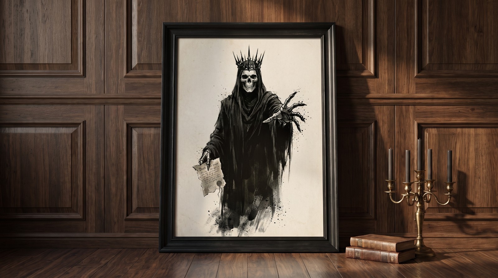Gothic Skeleton King Art Poster Death Note Grim Reaper Dark Fantasy Wall Decor