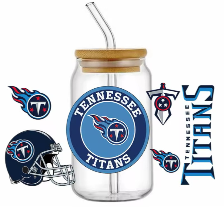 Tennessee Titans Football Team UV DTF Transfer Sticker Wrap For DIY Cups Bottles
