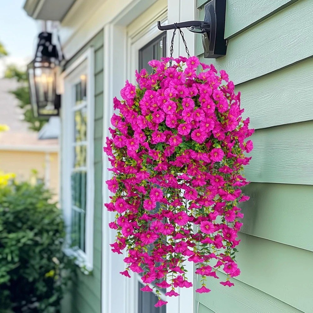1/2Pcs Artificial Hanging Flowers UV Resistant Faux Plant for Outdoor Decor