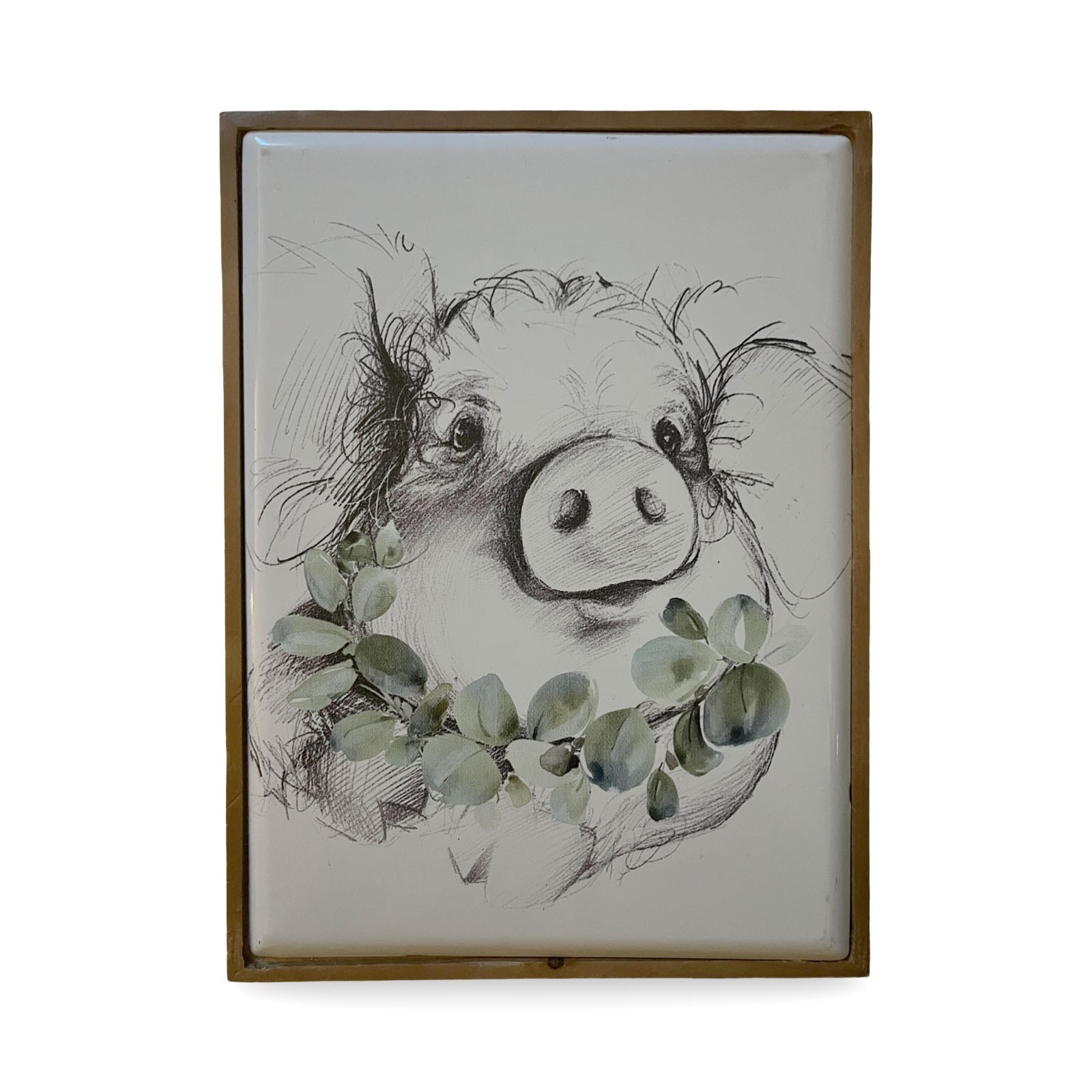 New Metal Sketch Pig Framed Wall Art Farmhouse Country Kitchen Decor Cottage