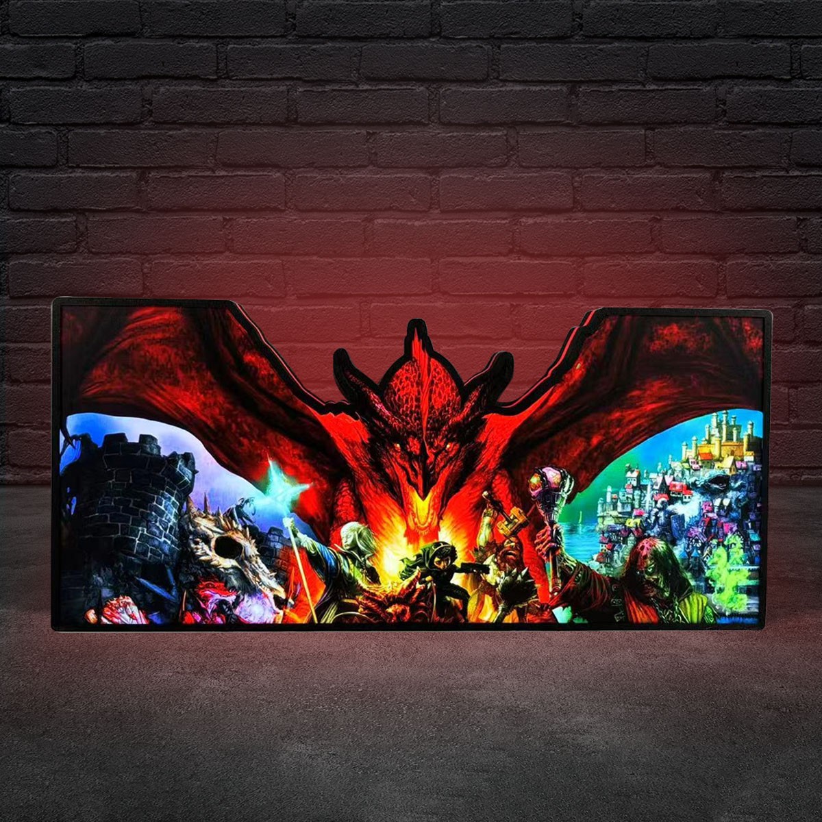 Dungeons And Dragons Pinball Topper 3D printed LED Light Box Game Room Decor