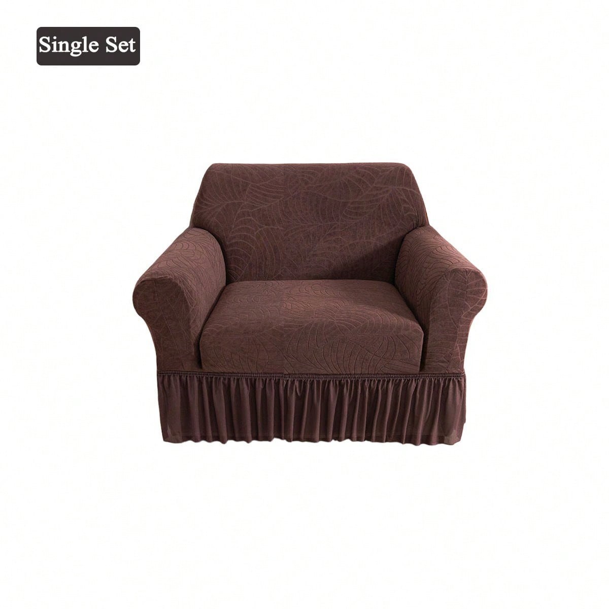 Coffee Single Seat Jacquard Skirted Elastic Sofa Slipcover Pet Protection