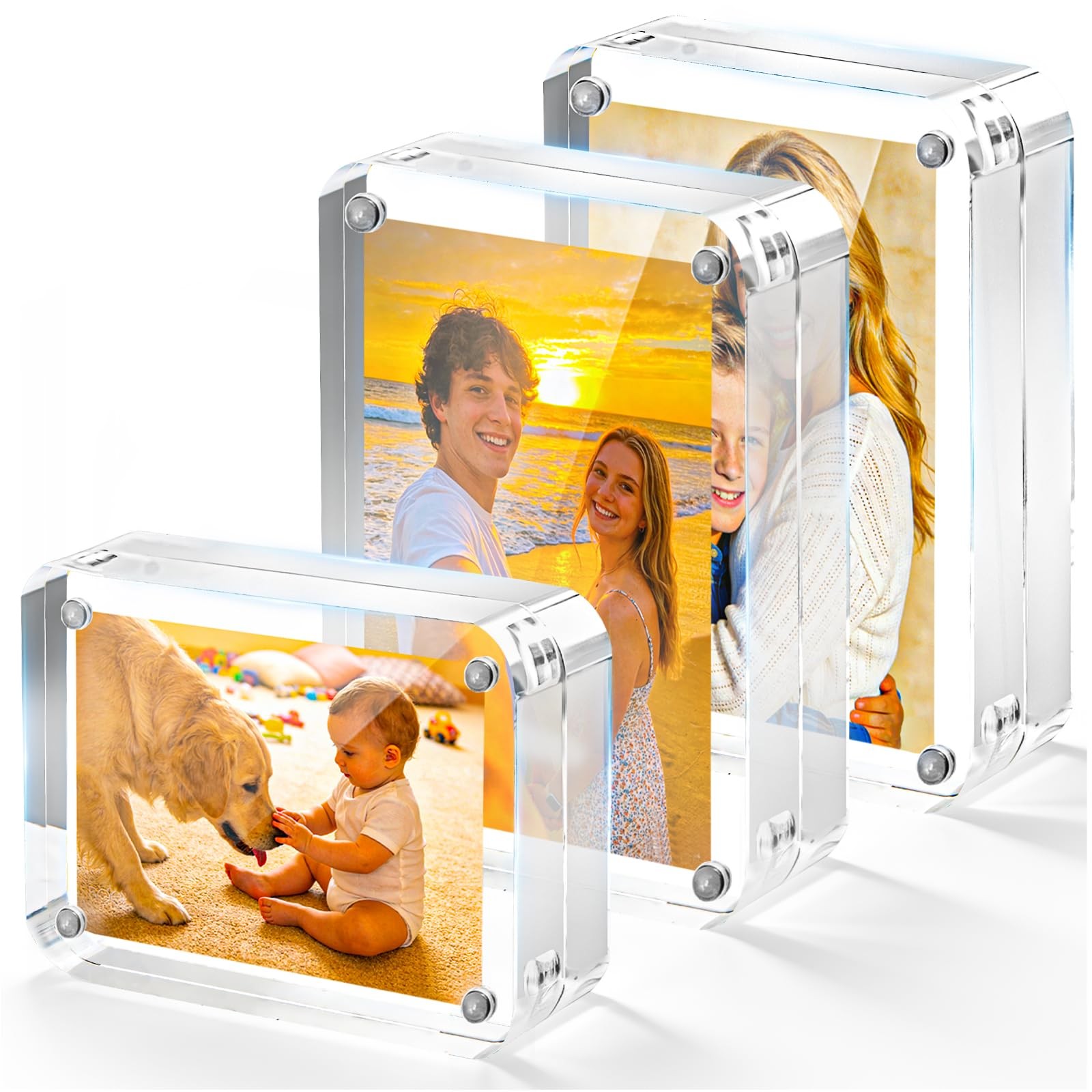 2×3 Picture Frame, 3 Packs Acrylic Mini Frames 2.5×3.5 inches Magnetic Wallet…