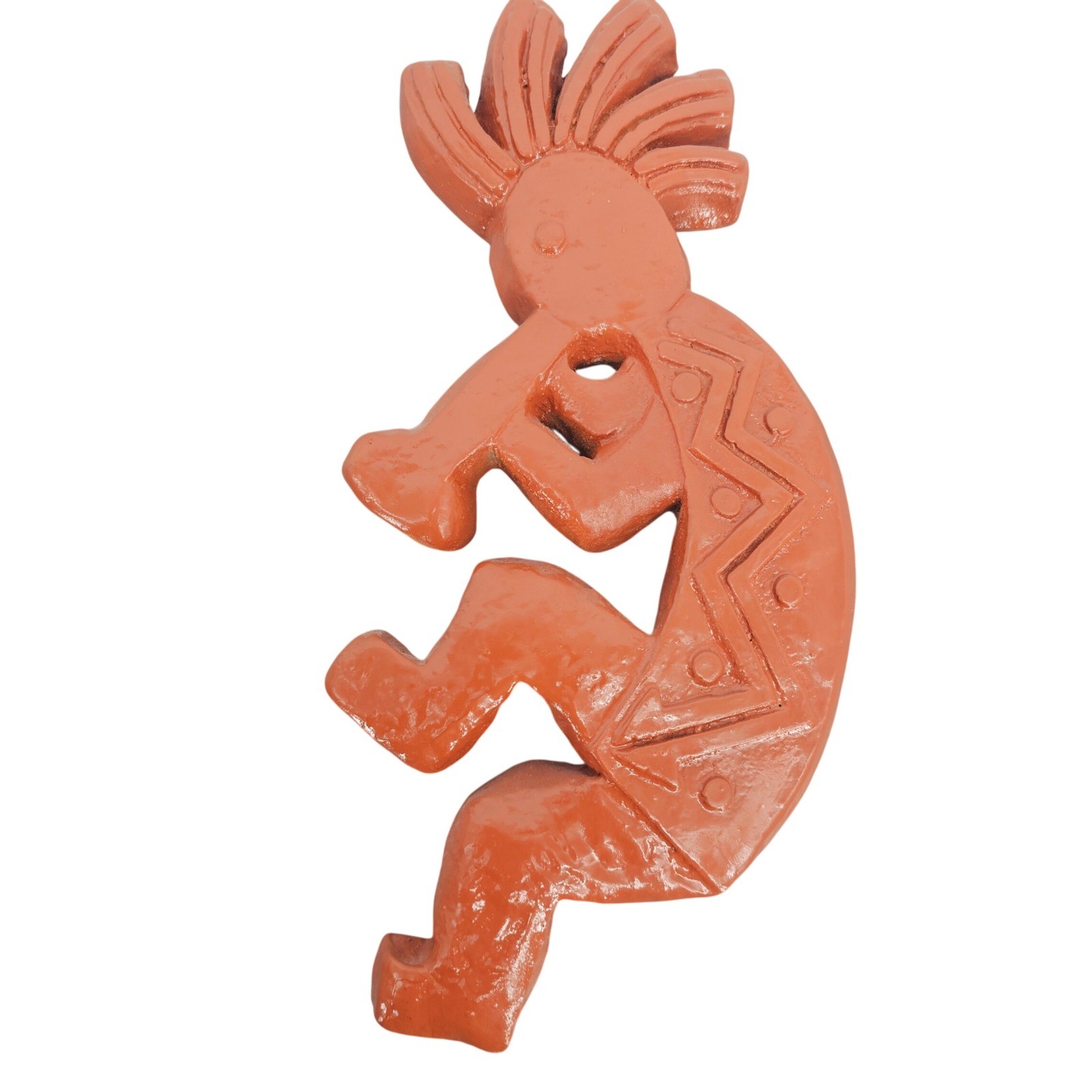 Vintage Mexico Terracotta Kokopelli Wall Hanging Set Glazed Southwest 12&Prime; 2pc