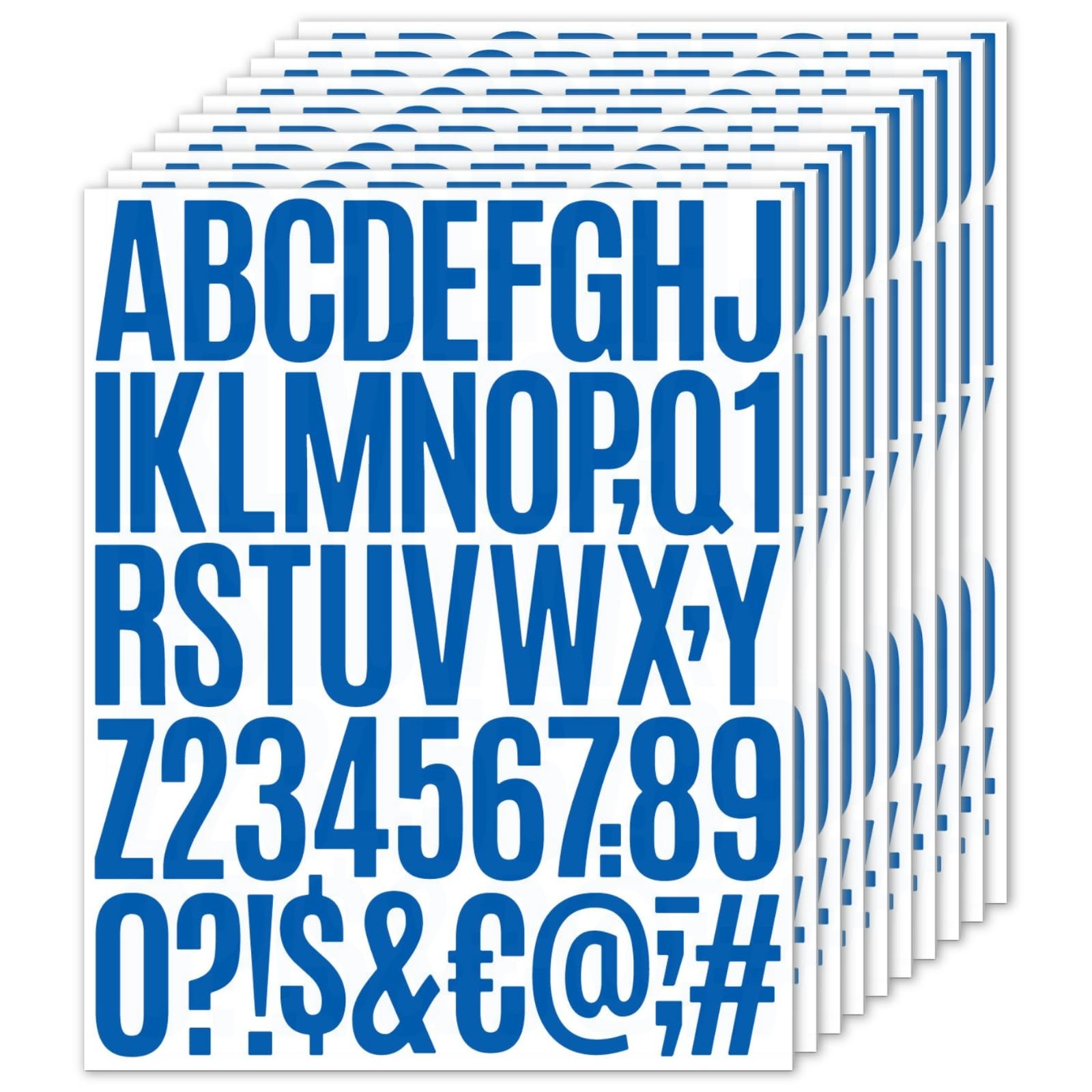 10 Sets Vinyl Letter Stickers,2 inch Self-Adhesive Alphabet Numbers Blue