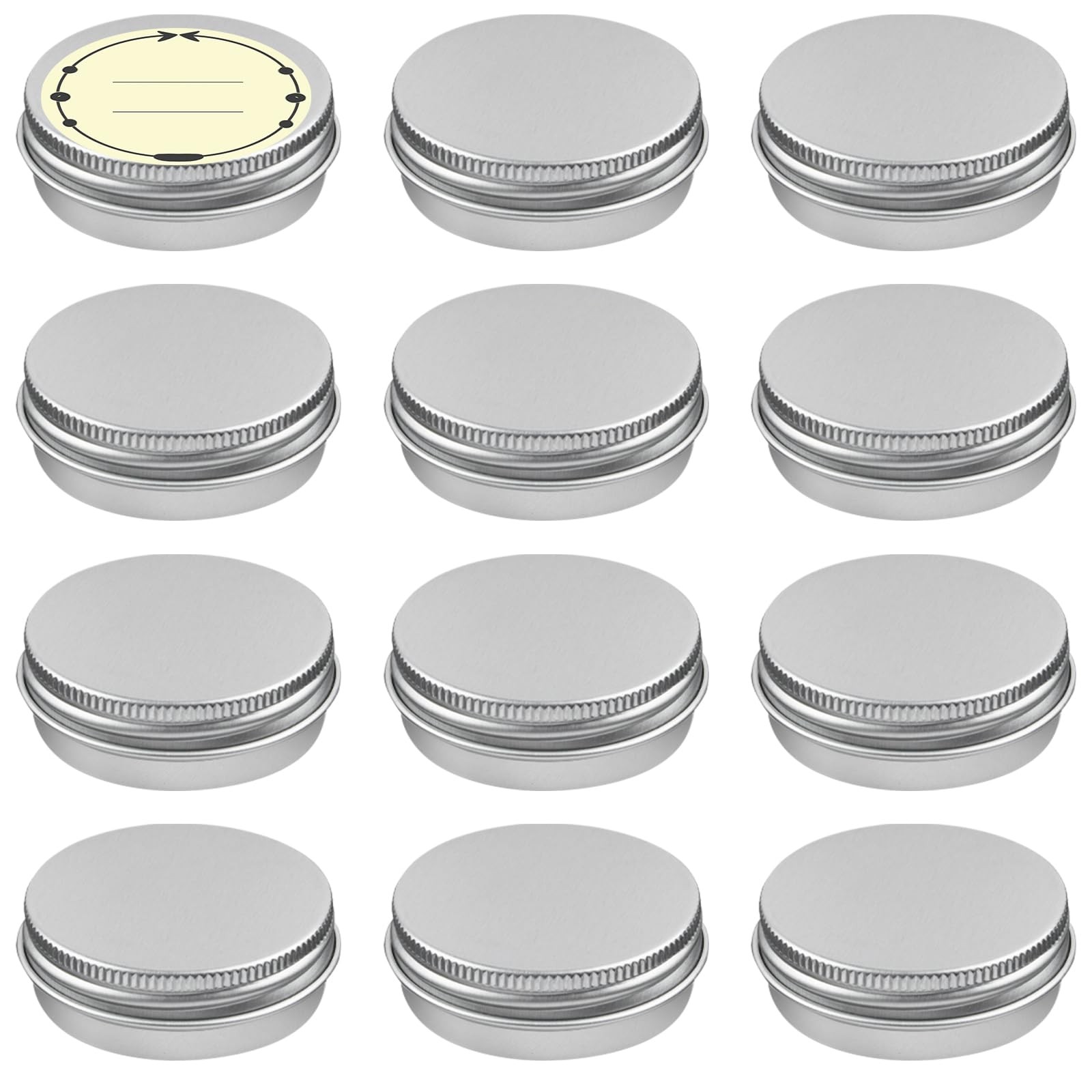 TUZAZO 12Pack 1/2 Oz Aluminum Tin Cans with Screw Lid and 0.5oz*12, Silver