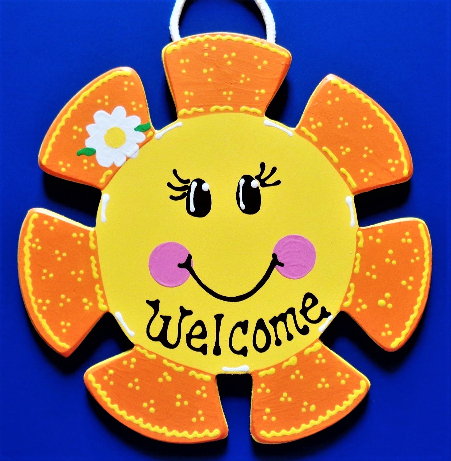 SUN WELCOME SIGN Wall Art Door Hanger Plaque Summer Porch Backyard Pool Decor