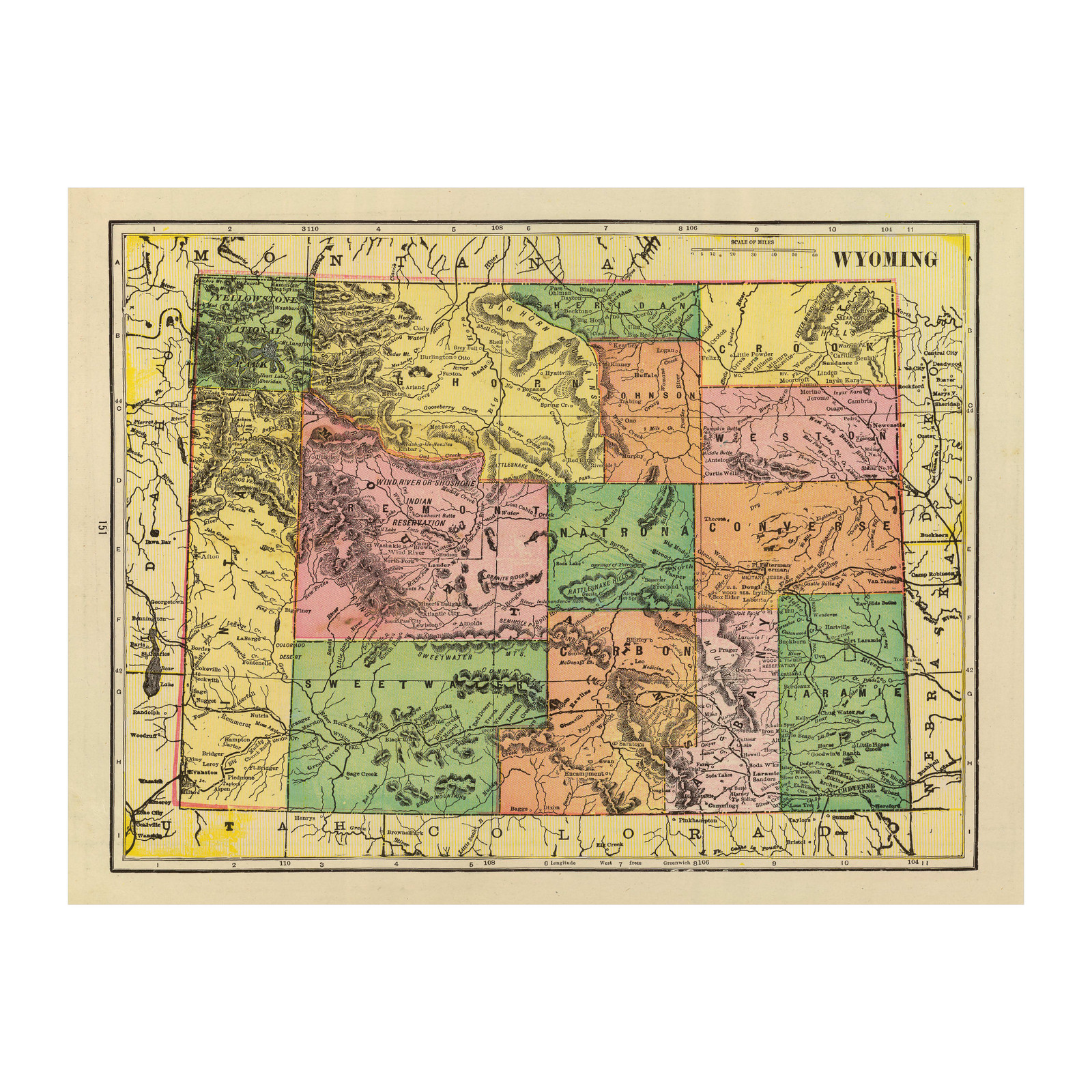 Old Map of Wyoming 1909 – Vintage Wyoming Art