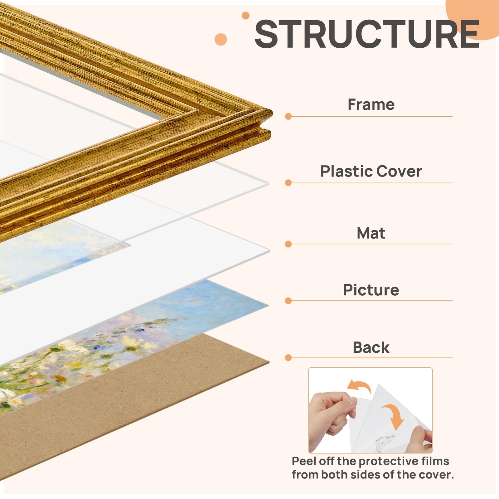 Vintage 8×8 Picture Frames, Antique Gold Frames Display 4×4 with Mat or 8 x 8…
