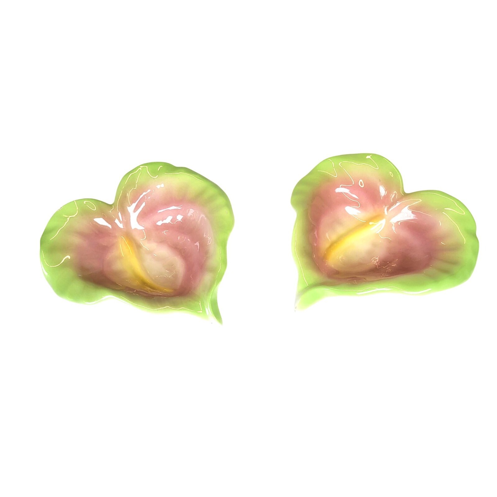 Honolulu Clay Works Anthurium Flower Set of 2 Ceramic Trinket Candy Bowls 5&Prime;