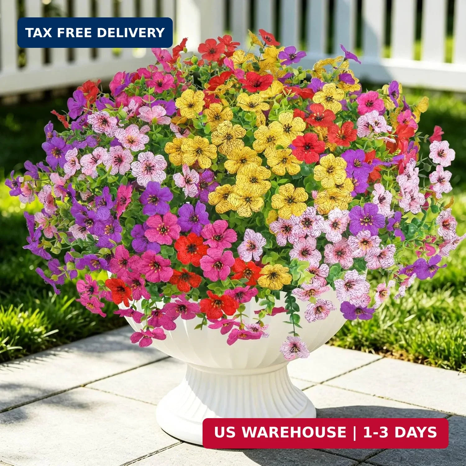 20 Bundles Artificial Flowers for Outdoors Decoration Fake Silk Flowers UV Resis