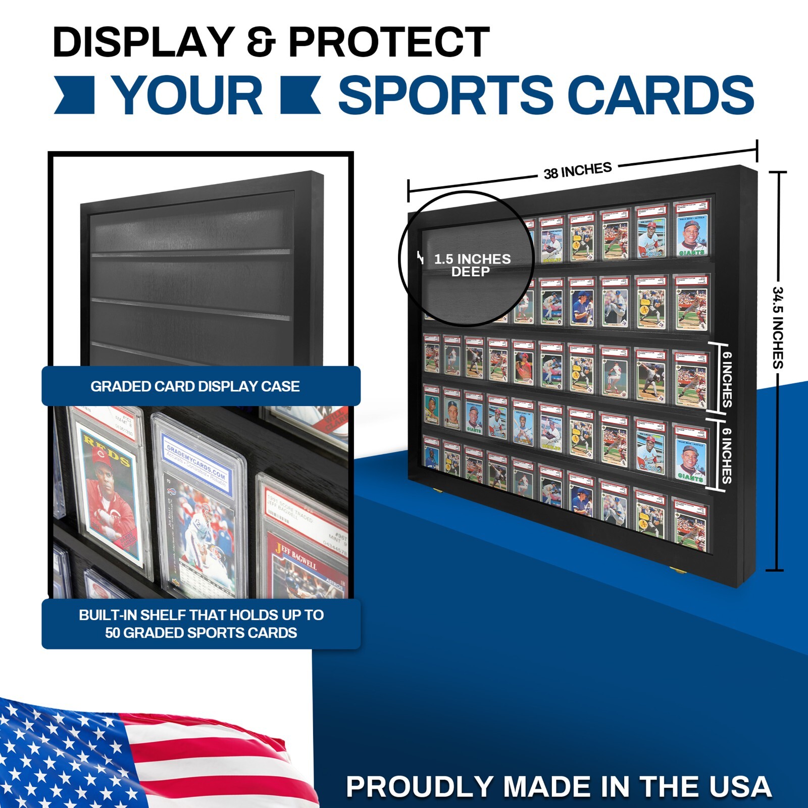 Baseball Card display Case 50 PSA Beckett DEEP / Graded Card Case Holds 50 PSA