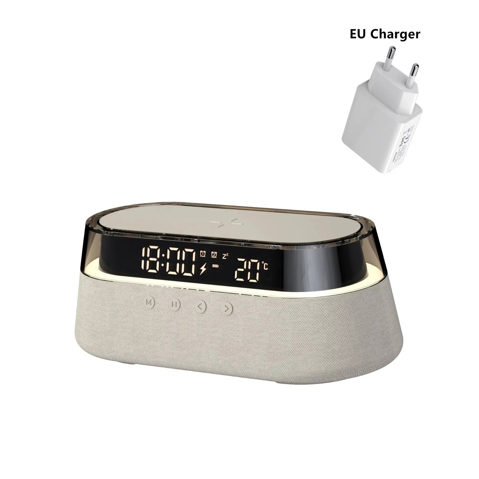 🌈 6-in-1 Smart Alarm Clock Wireless Charger Bluetooth Speaker FM Radio RGB Ligh