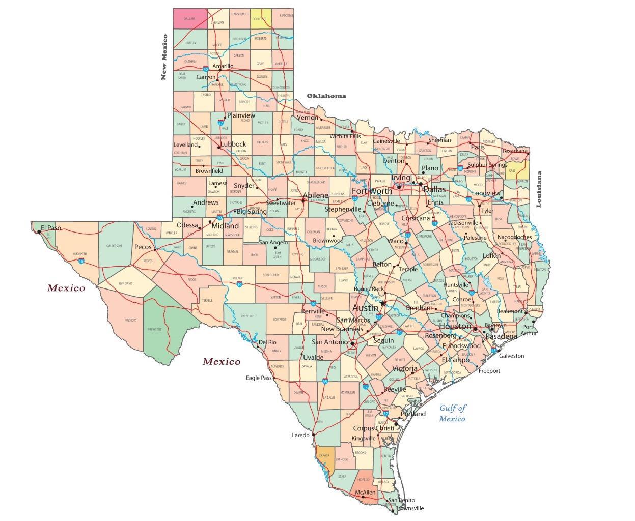 TEXAS STATE COUNTY MAP GLOSSY POSTER PICTURE PHOTO PRINT road city dallas 3425