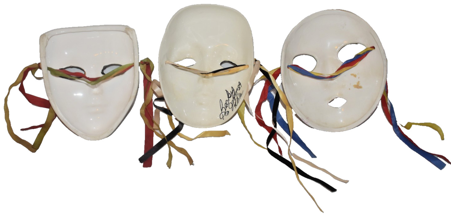 Lot of 12 Vintage Decorative Hand Painted Ceramic Mardi Gras Masquerade Masks
