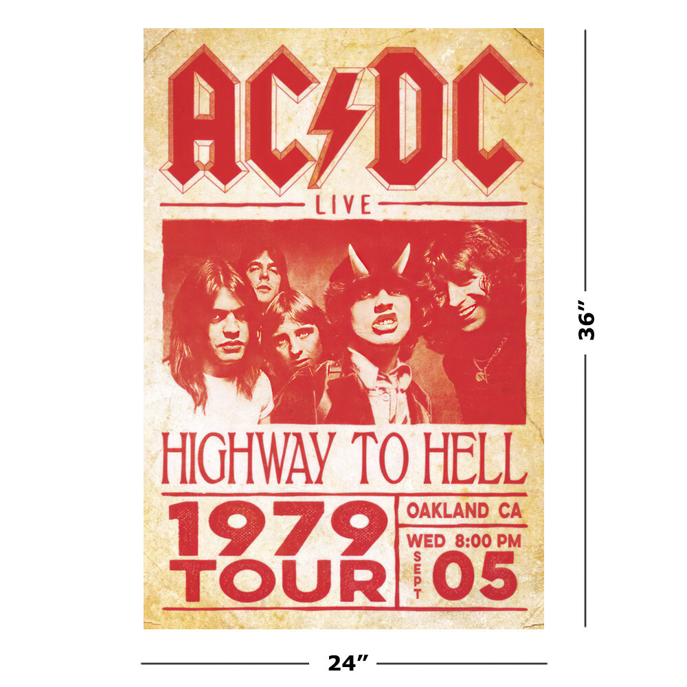 AC/DC – Music Poster (Highway To Hell – 1972 Tour Promo Poster) (Size: 24 x 36&Prime;)