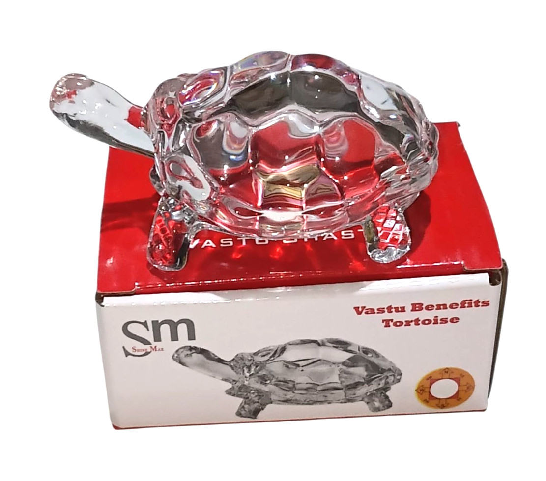 Crystal Glass Tortoise Turtle Figurine Vastu Feng Shui Home Decor 8cm Gift