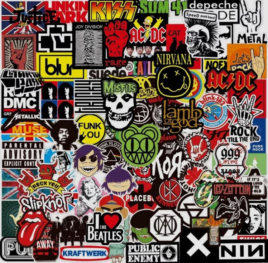 US 100PCS Punk Metal Band Stickers Lot, Rock Decals, Guitar Laptop DIY