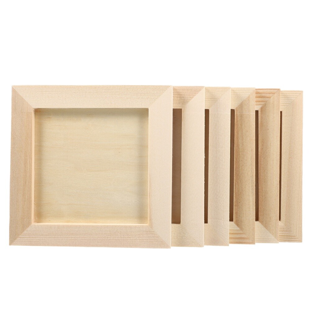 6Pcs Clay Picture Frame Canvas Painting Frames Unfinished Wood Photo Frames