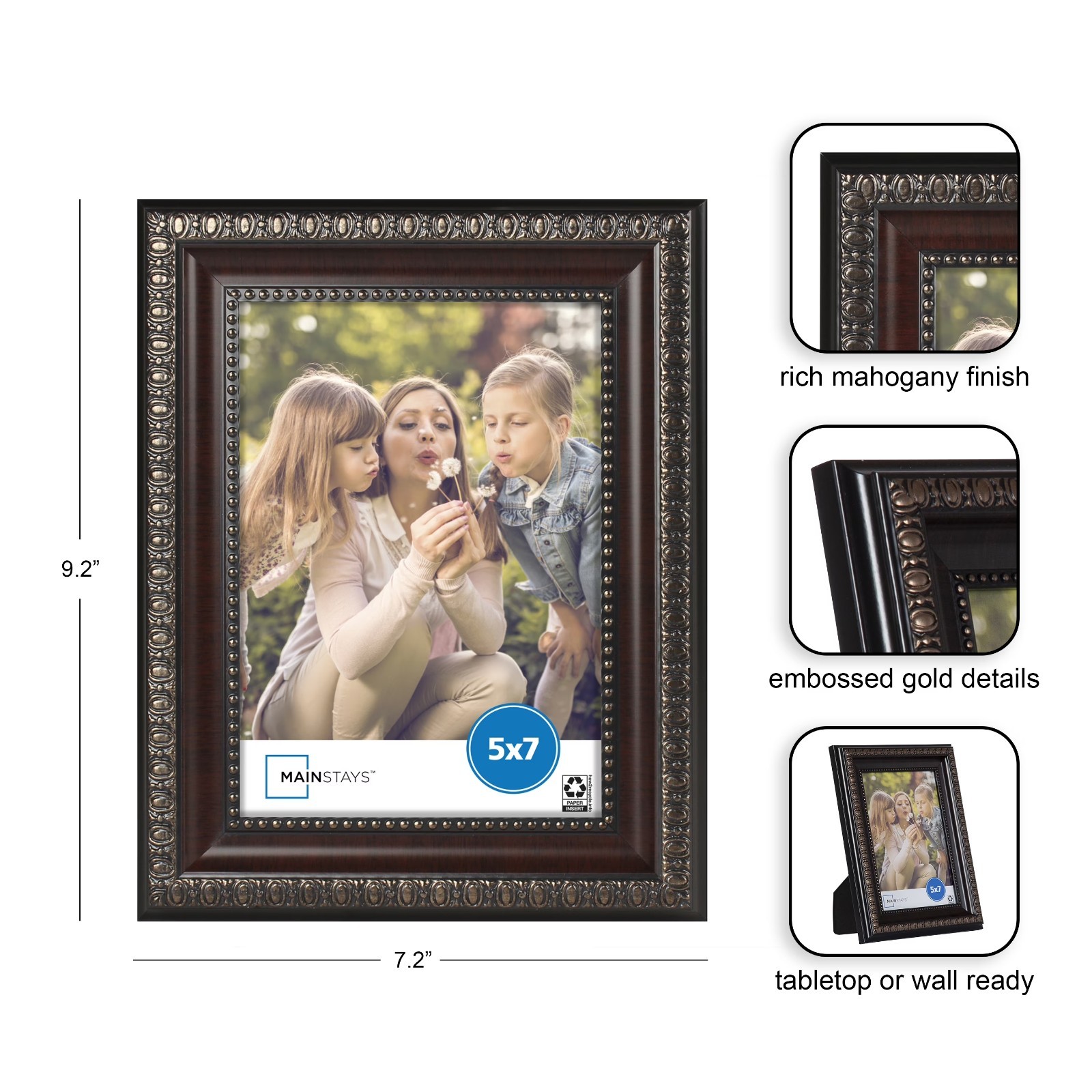 (2 pack) Mainstays – 5×7 Picture Frame – Mahogany Tabletop Photo Frame