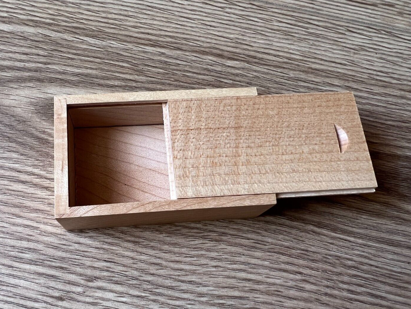 Maple Wood Gift Box with Sliding Lid for USB, Wedding Wooden Box Sliding Top