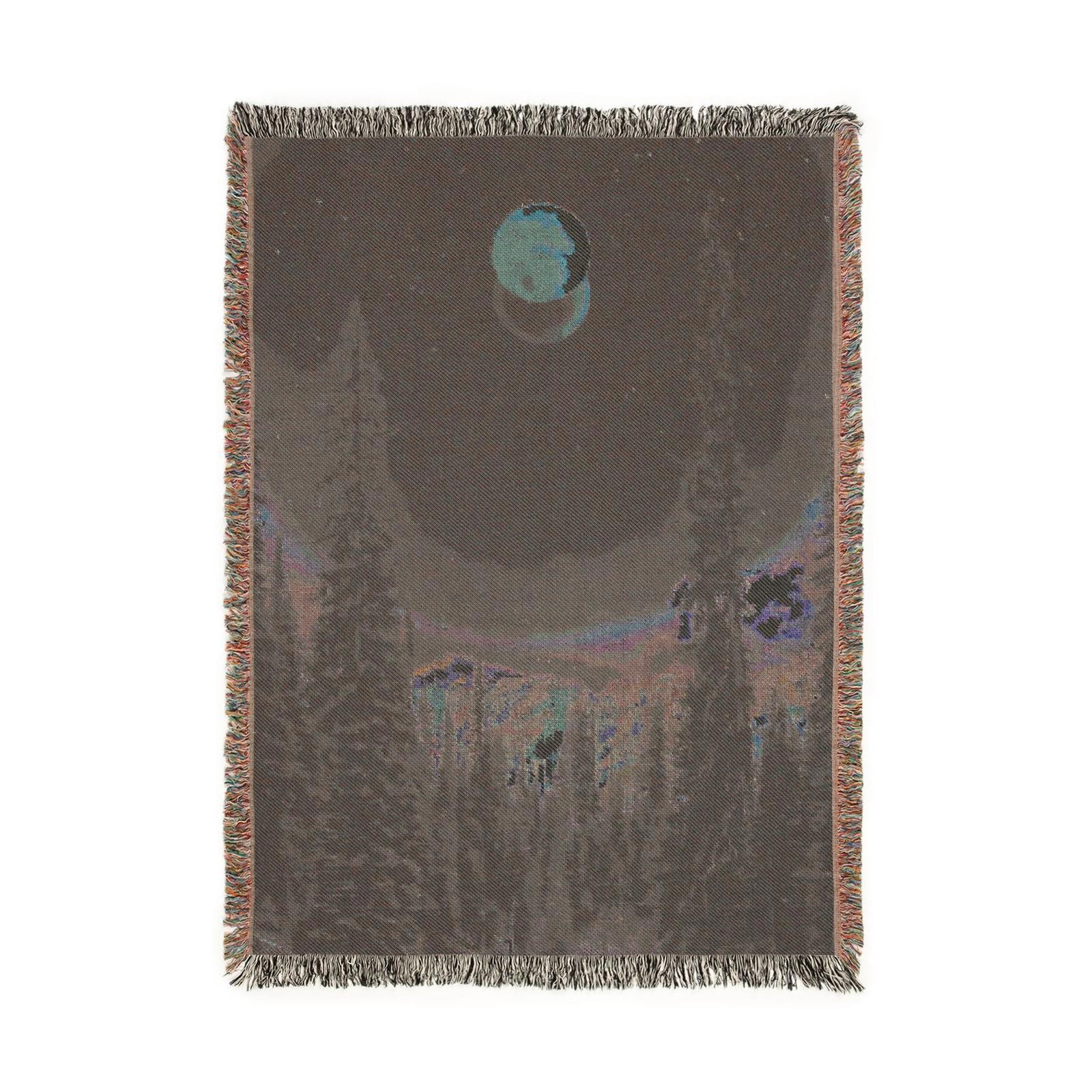red moon forest woven tapestry blanket [52by37]