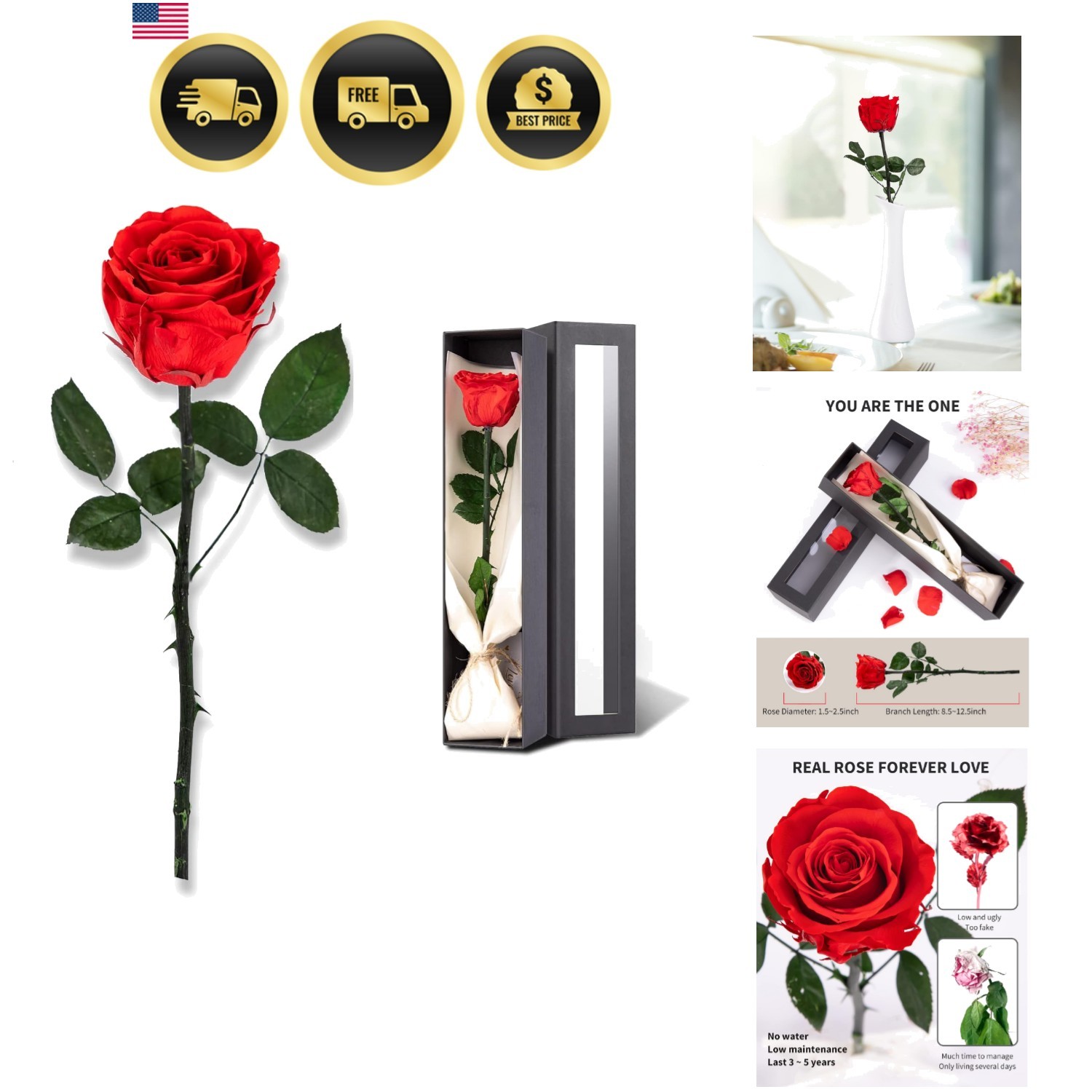 Flowers for Delivery Prime, Preserved Roses Flower Gifts for Women, Real Rose…