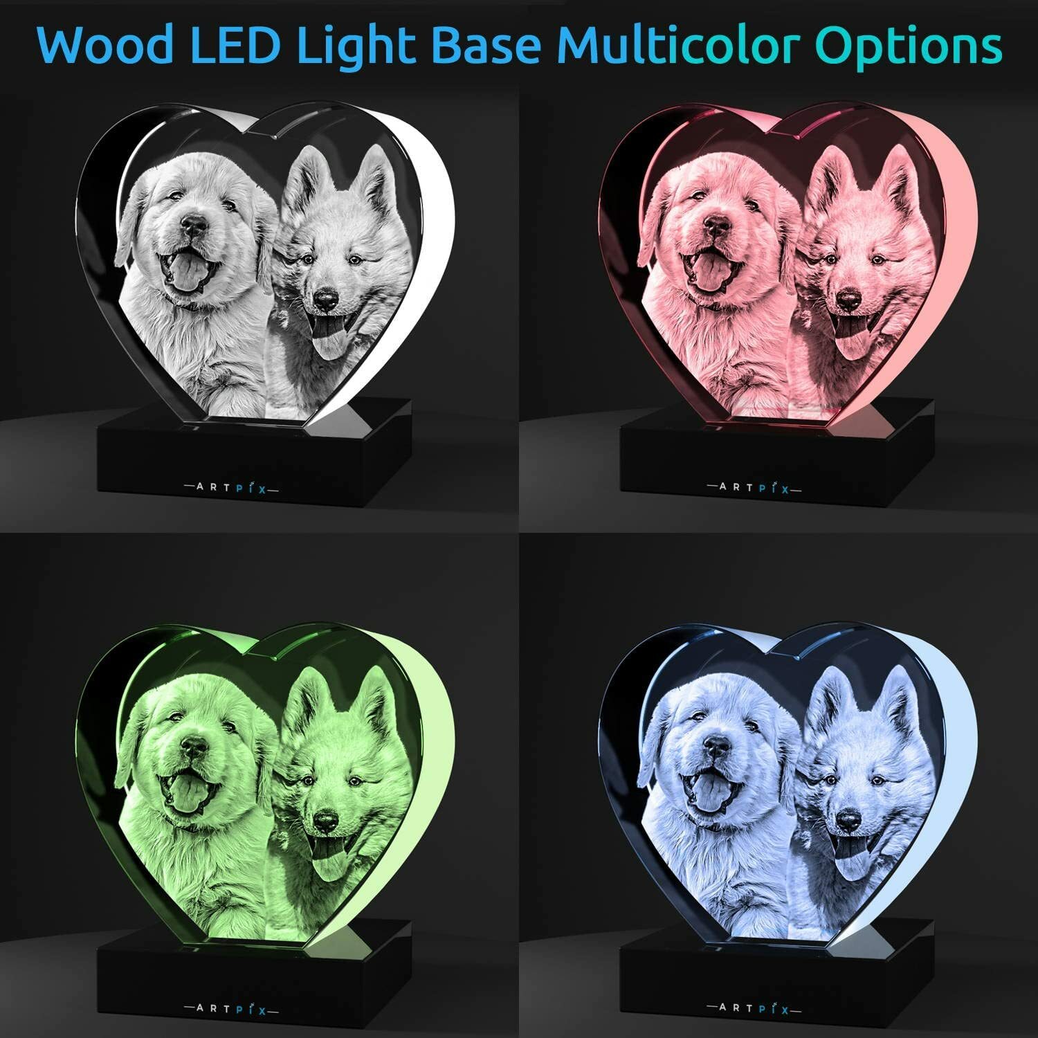 ArtPix 3D Crystal Photo, Personalized Christmas Gifts With Your Photo (Heart)