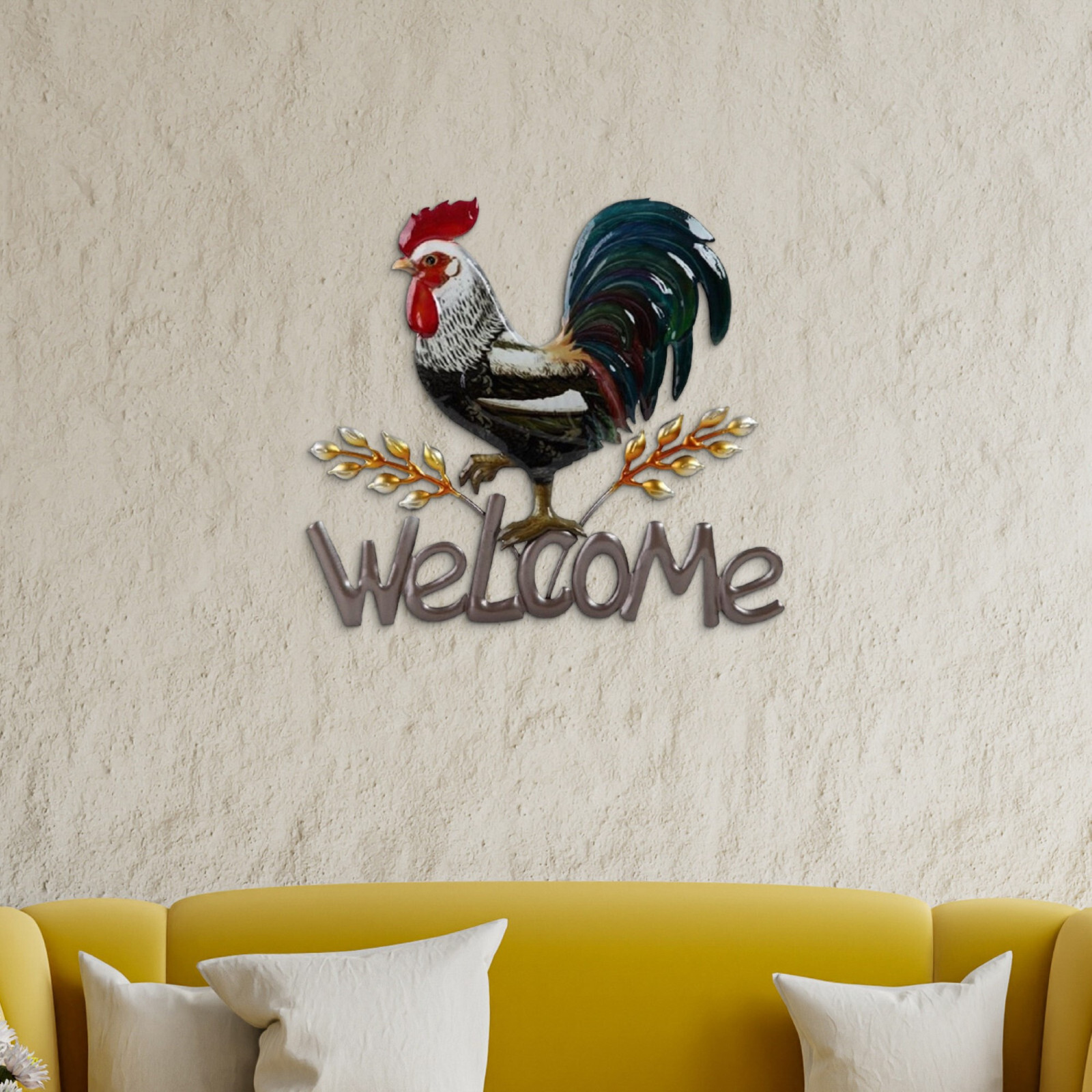 12 1/4&Prime; wide Rooster Welcome Wall Plaque Decor Ornament Home Decor Unique Gift