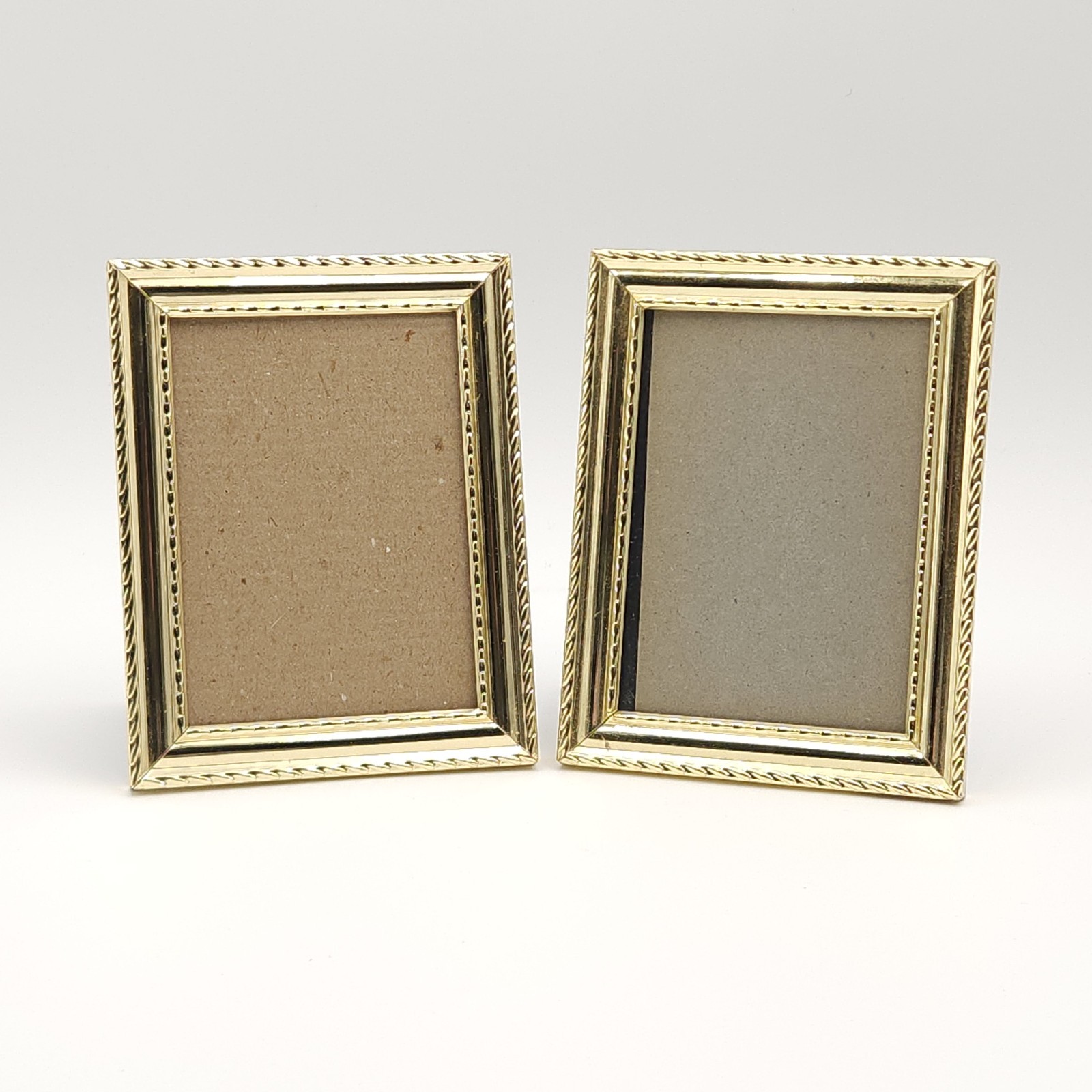 Philip Whitney Ltd Small Gold Photo Frames (2) Ribbon Brass 3 x 5&Prime; Office Home