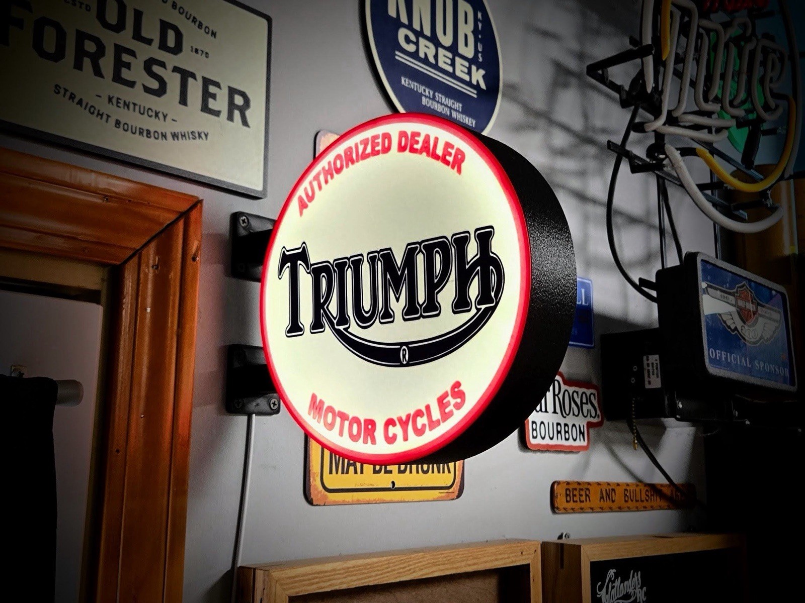 Triumph Motorcycles Round LED Light Box | Double Sided Sign RGB Option