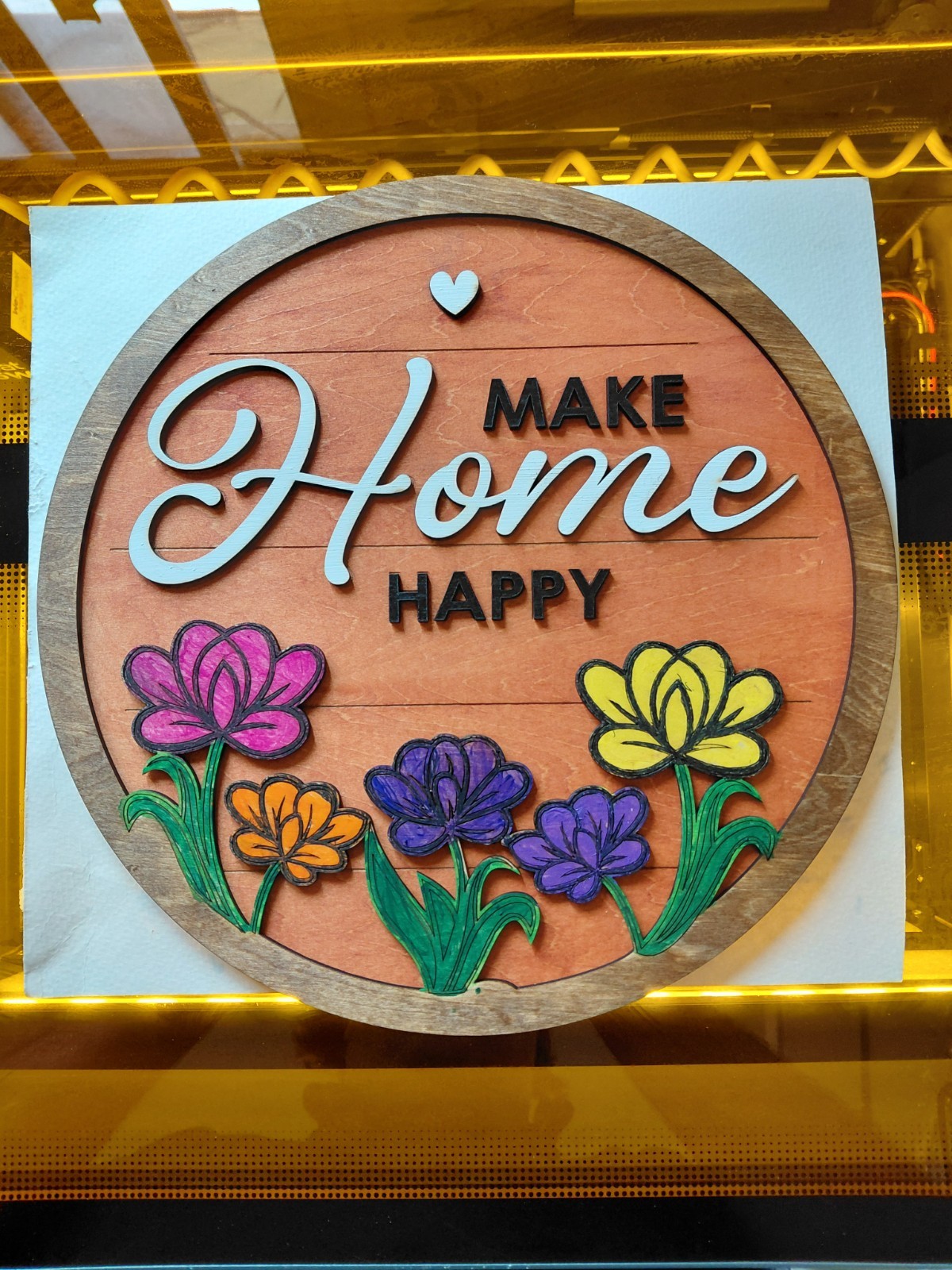 Make Home Happy Wall Art- Laser Cut 11 1/2&Prime; x 11 1/2&Prime;