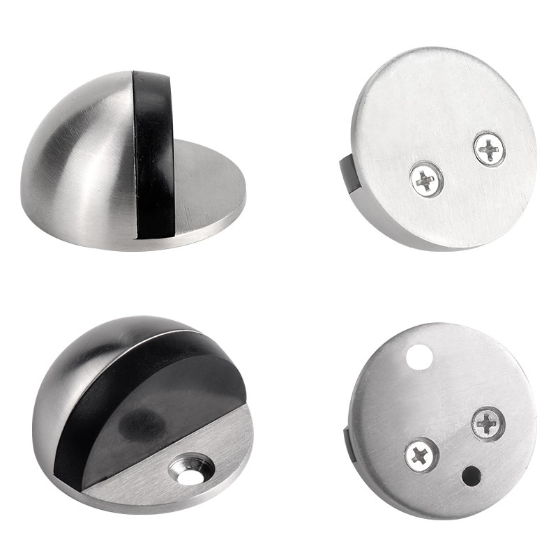 Door Stop Floor Mounted Door Stopper Satin Stainless Steel Rubber Buffer Stopper
