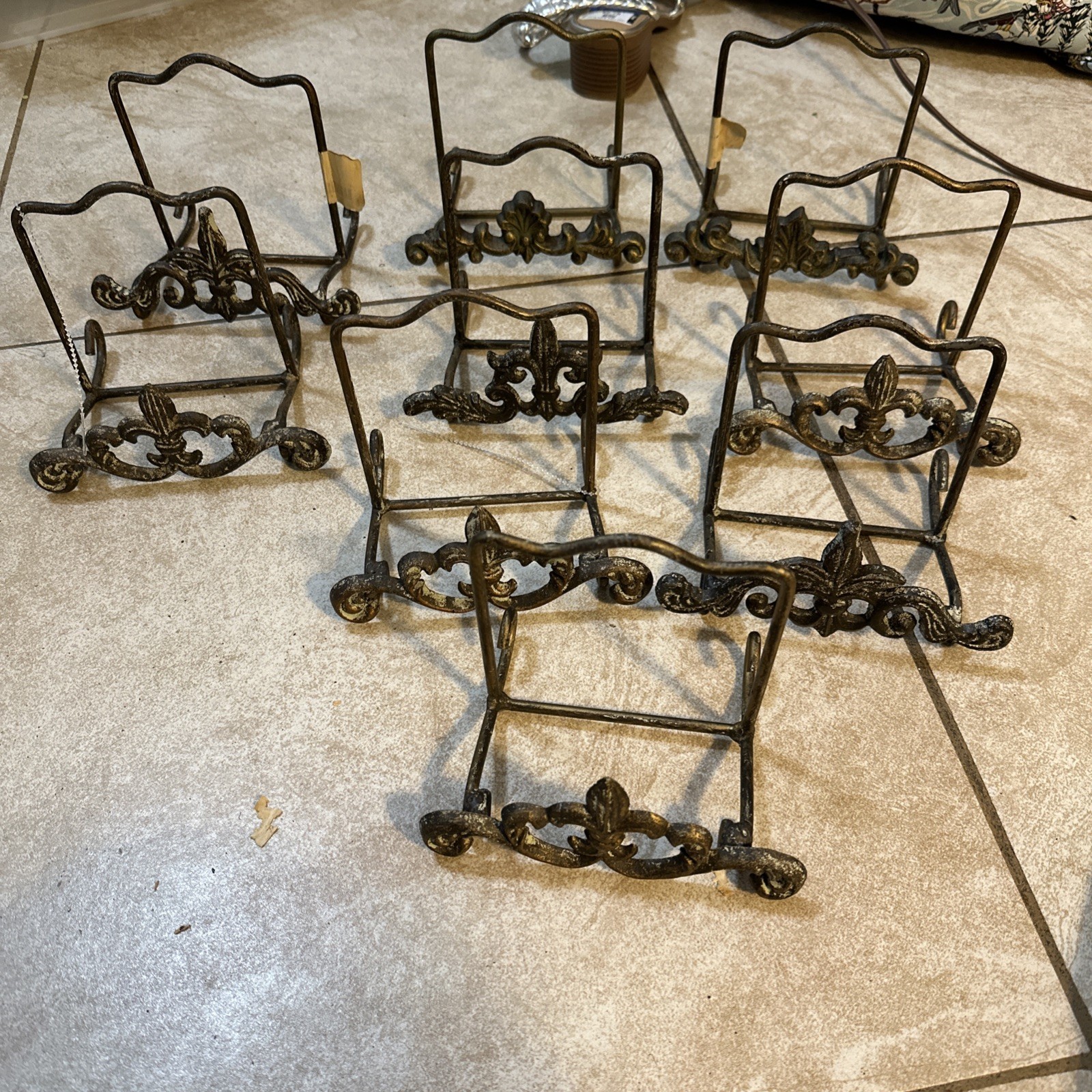 9 Antique Gold Metal Display Easel 6 in Brushed Gold Finish Ornate Cottagecore