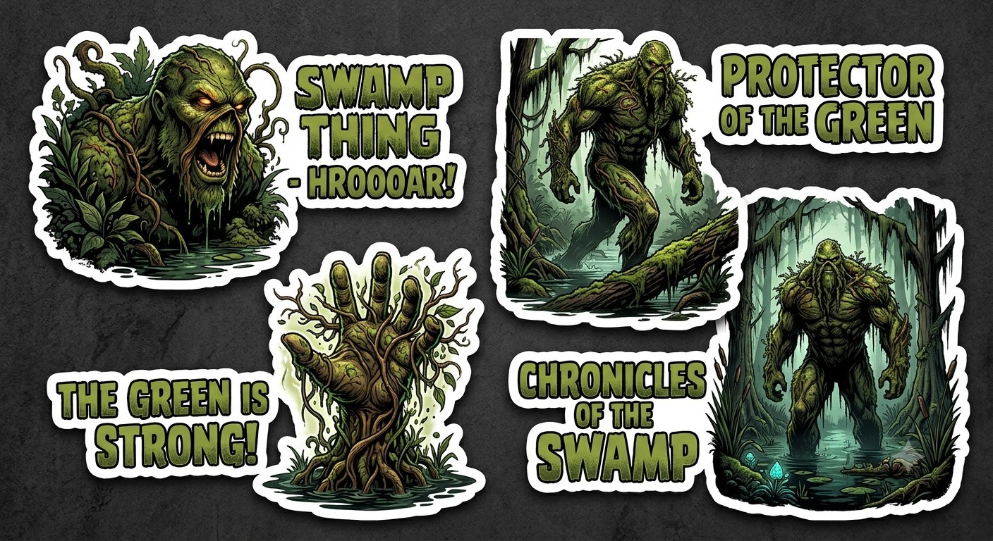 4 Pcs The Swamp Thing Stickers Decal Phone Laptop