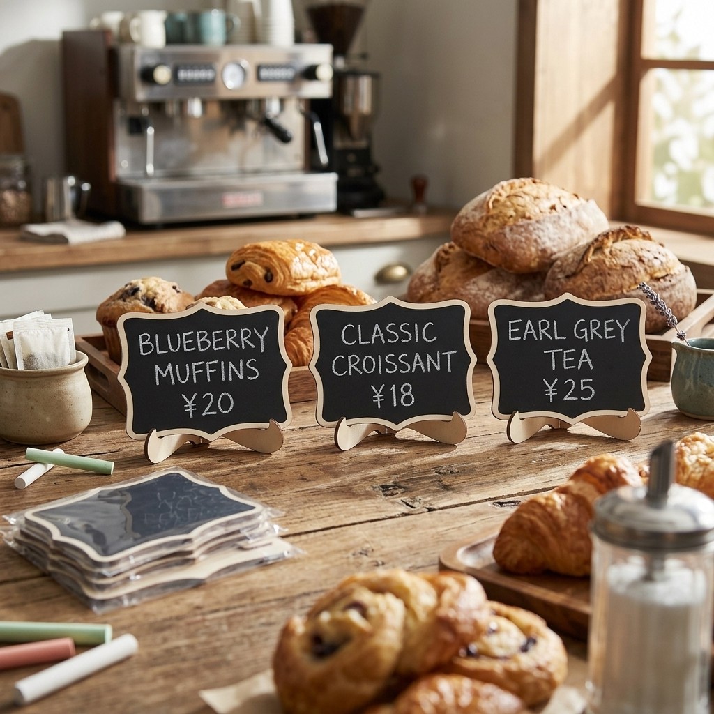 10Pcs Mini Wooden Chalkboard Signs with Stands, Tabletop Blackboard Labels