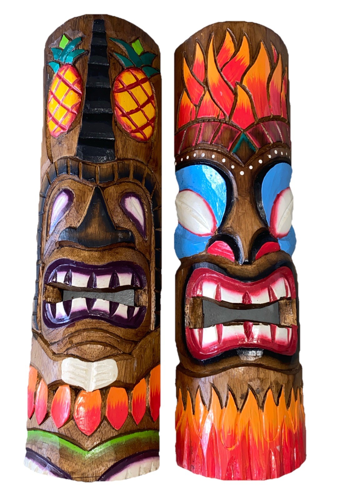 SET OF 2 20&Prime; TIKI MASK HAWAIIAN WALL ART ISLAND HOME DECOR TRIBAL BAR TROPICAL