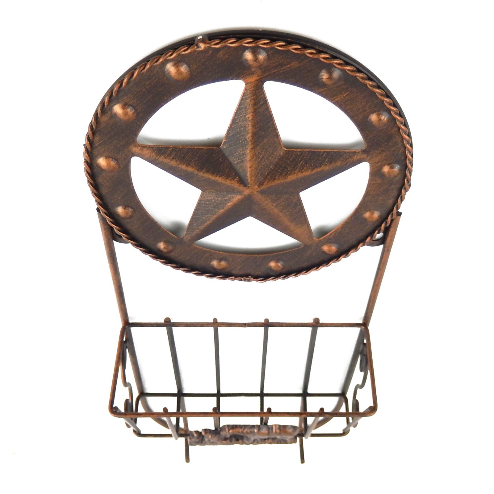 Western Rustic Mail Metal Key Hook Letter Holder Praying Cowboy Star Copper