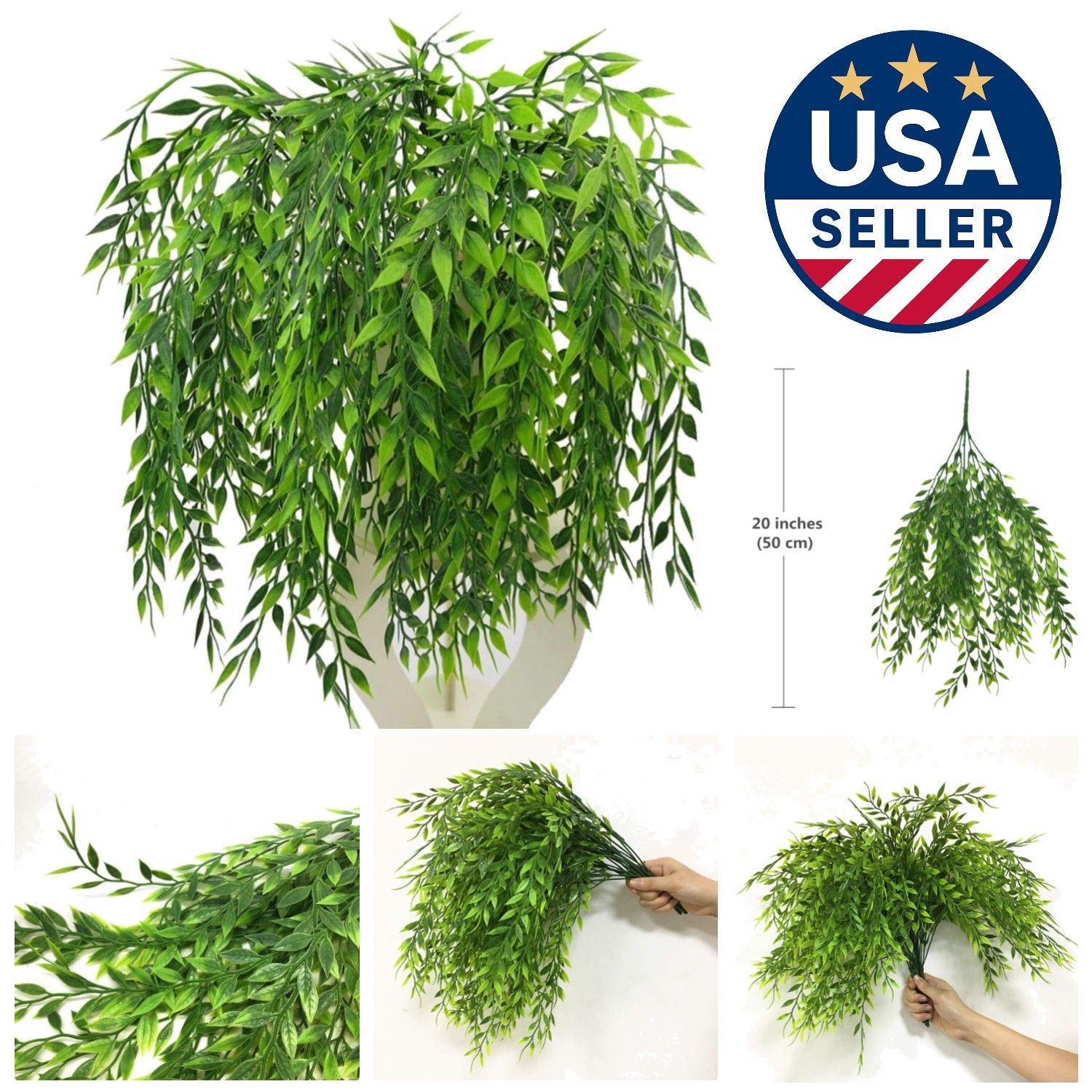 Lifelike 20in Faux Weeping Willow Garland – Perfect for Indoor & Outdoor Events
