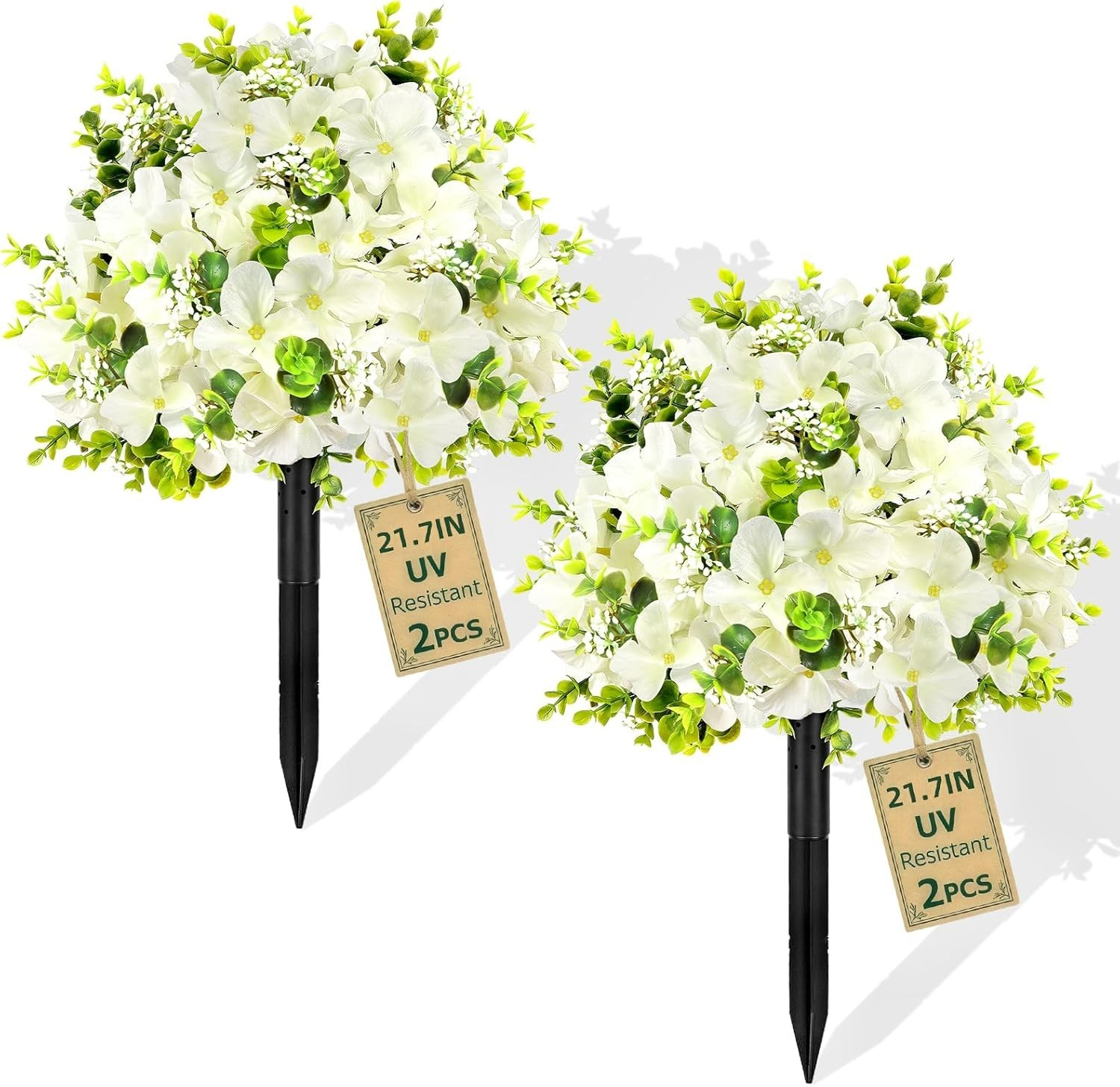 2 Pack Artificial Flowers Topiary Ball Tree, 21.7&Prime; Fake Plants with Ground Spike