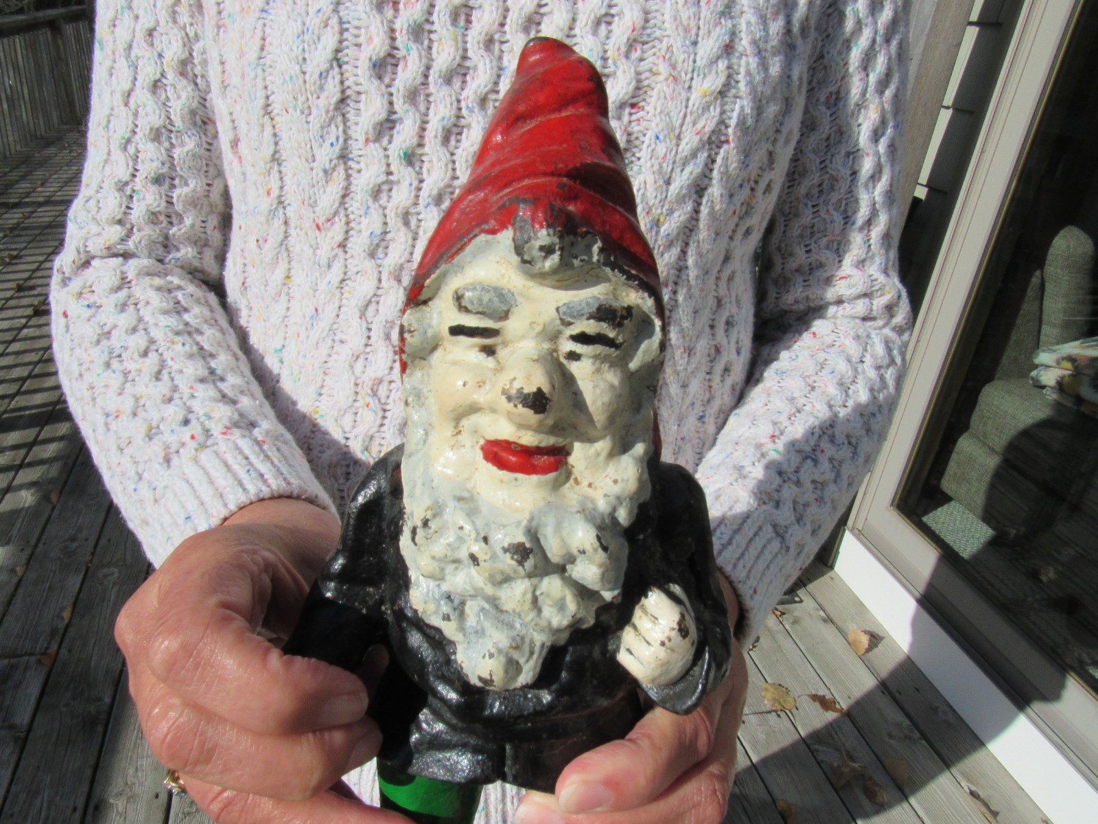 VINTAGE ORIGINAL c1900 HUBLEY GARDEN GNOME CAST IRON DOORSTOP