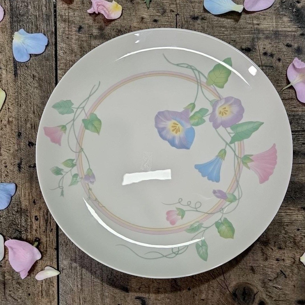 Morning Glory Design Porcelain Dinner Plate, Vintage Floral Decorative Dish